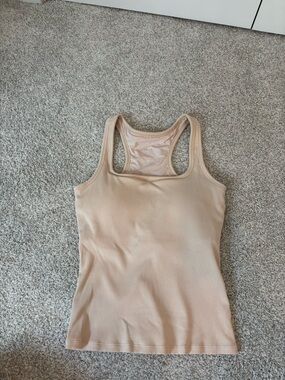 Klassy Network Ribbed Racerback Tank - Nude Beige